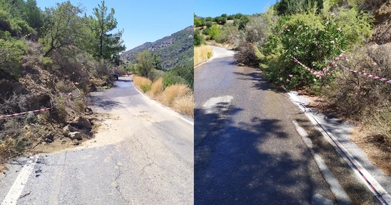 Image: Κίνδυνος για τα βαρέα οχήματα η διέλευση του δρόμου Μάλλες - Μύρτος μετά την κατολίσθηση