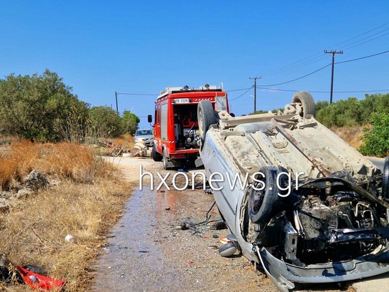 Image: Σοβαρό τροχαίο στην Παχειά Άμμο: Αυτοκίνητο εξετράπη της πορείας του και ανετράπη
