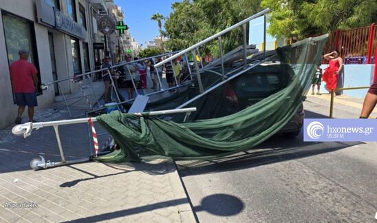 Image: Πτώση σκαλωσιάς στο κέντρο της Ιεράπετρας – Ευτυχώς χωρίς τραυματισμούς