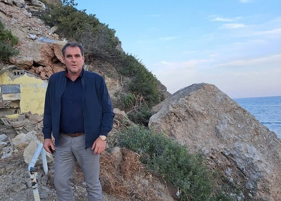 Image: Στο σημείο του τραγικού συμβάντος στην Αγιά Φωτιά ο Αργύρης Πανταζής