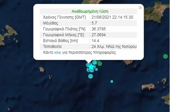 Image: Σεισμός: 5,7 Ρίχτερ «ταρακούνησαν» Νίσυρο και Τήλο – Αισθητός και στην Κρήτη