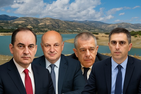 Image: Στην Ιεράπετρα Πλακιωτάκης, Δήμας, Τσιάρας και Ταχιάος για την υπογραφή των έργων στο φράγμα Μπραμιανών